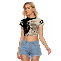 Kentucky Racing Horses Derby Hat Girl Raglan Cropped T Shirt Beige Color - Wonder Print Shop