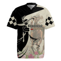 Kentucky Racing Horses Derby Hat Girl Rugby Jersey Beige Color - Wonder Print Shop