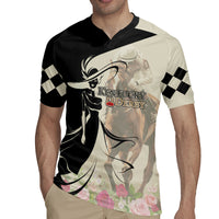 Kentucky Racing Horses Derby Hat Girl Rugby Jersey Beige Color - Wonder Print Shop