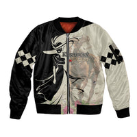 Kentucky Racing Horses Derby Hat Girl Sleeve Zip Bomber Jacket Beige Color - Wonder Print Shop