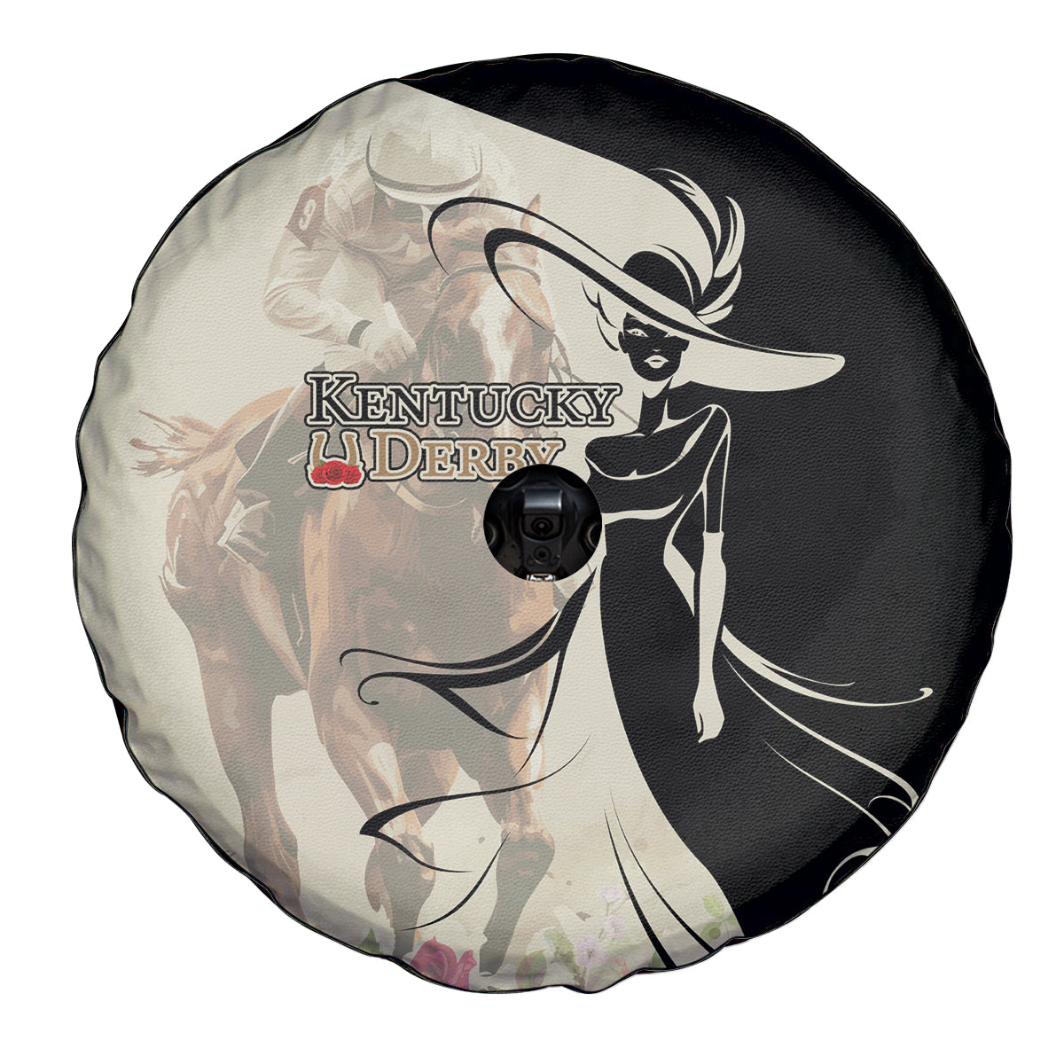 Kentucky Racing Horses Derby Hat Girl Spare Tire Cover Beige Color - Wonder Print Shop