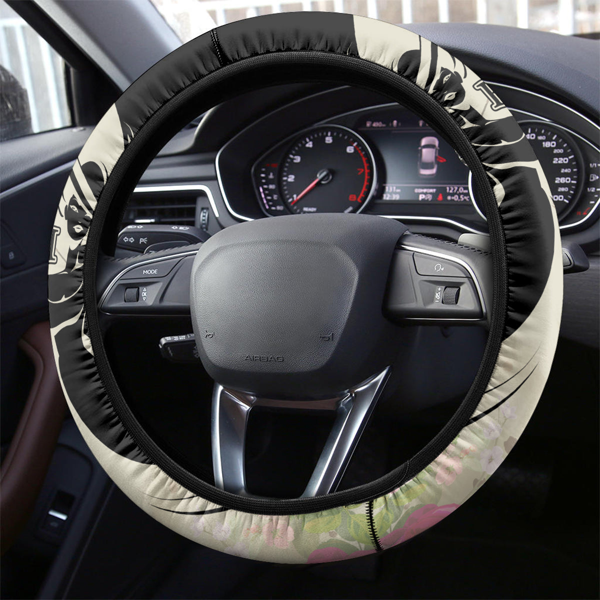 Kentucky Racing Horses Derby Hat Girl Steering Wheel Cover Beige Color - Wonder Print Shop