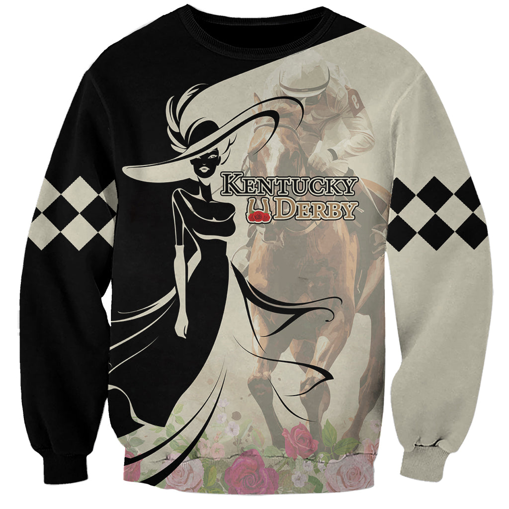 Kentucky Racing Horses Derby Hat Girl Sweatshirt Beige Color - Wonder Print Shop