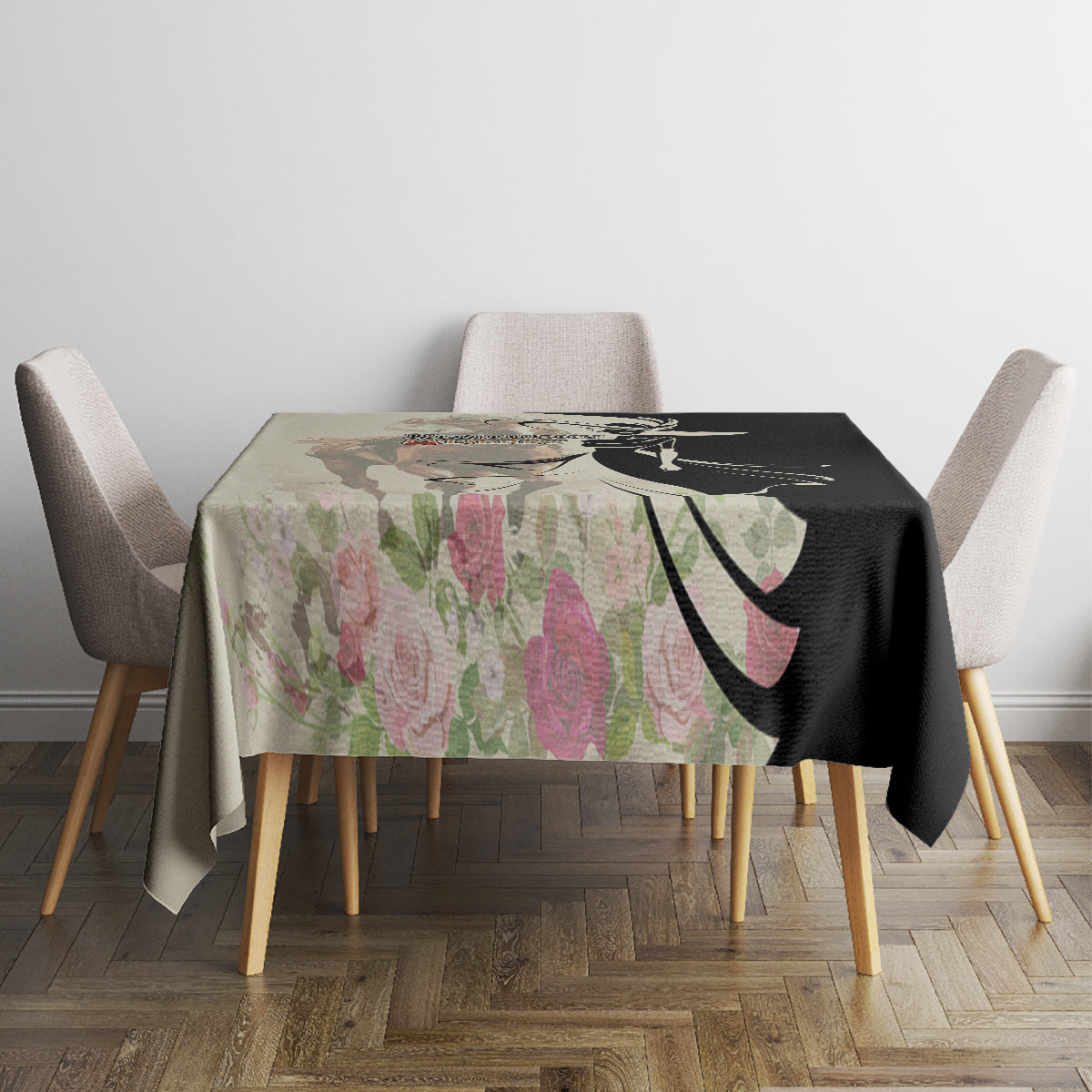 Kentucky Racing Horses Derby Hat Girl Tablecloth Beige Color - Wonder Print Shop