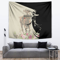 Kentucky Racing Horses Derby Hat Girl Tapestry Beige Color - Wonder Print Shop