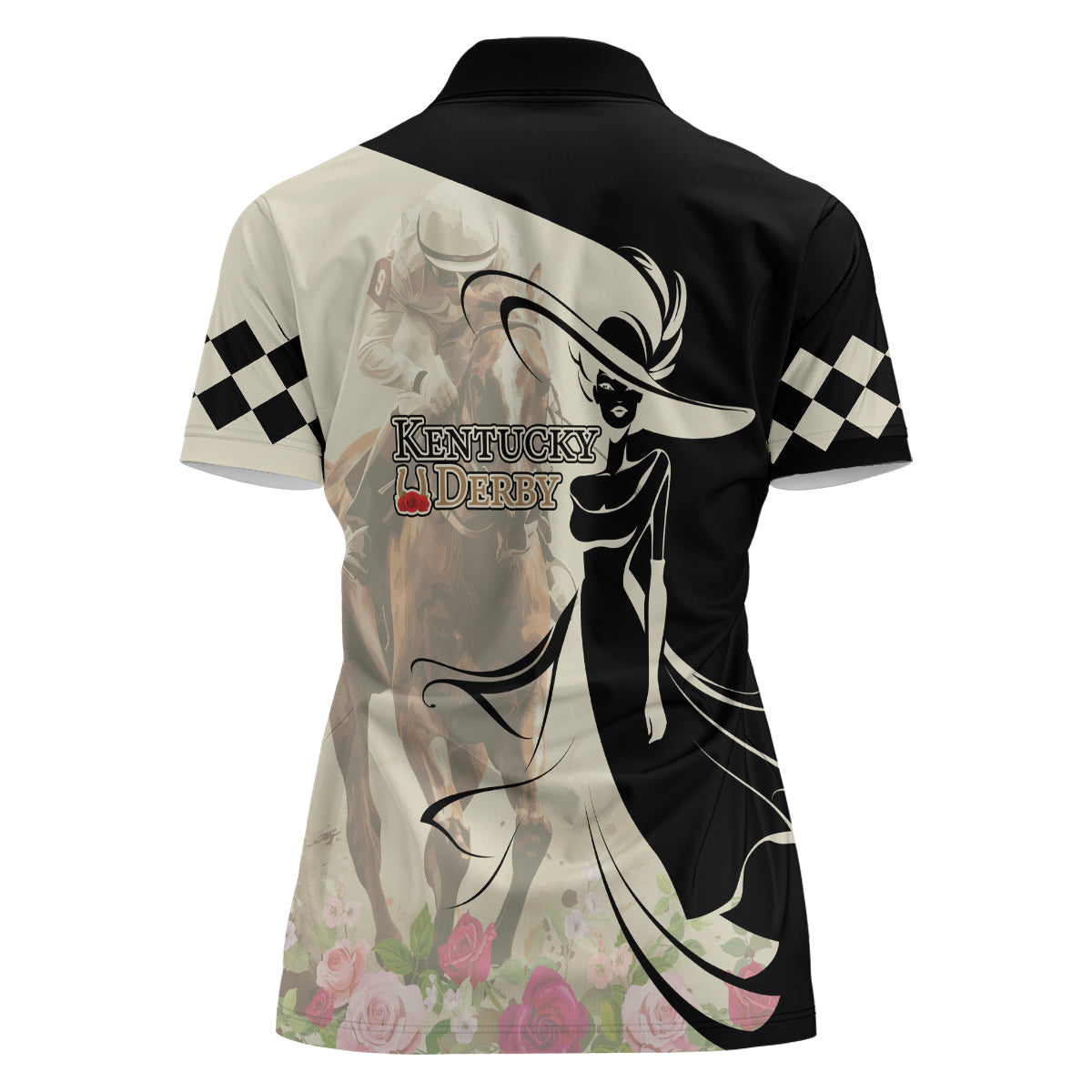 Kentucky Racing Horses Derby Hat Girl Women Polo Shirt Beige Color - Wonder Print Shop