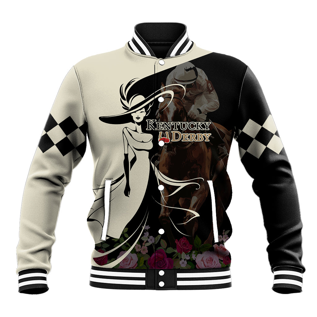 Kentucky Racing Horses Derby Hat Girl Baseball Jacket Black Color - Wonder Print Shop