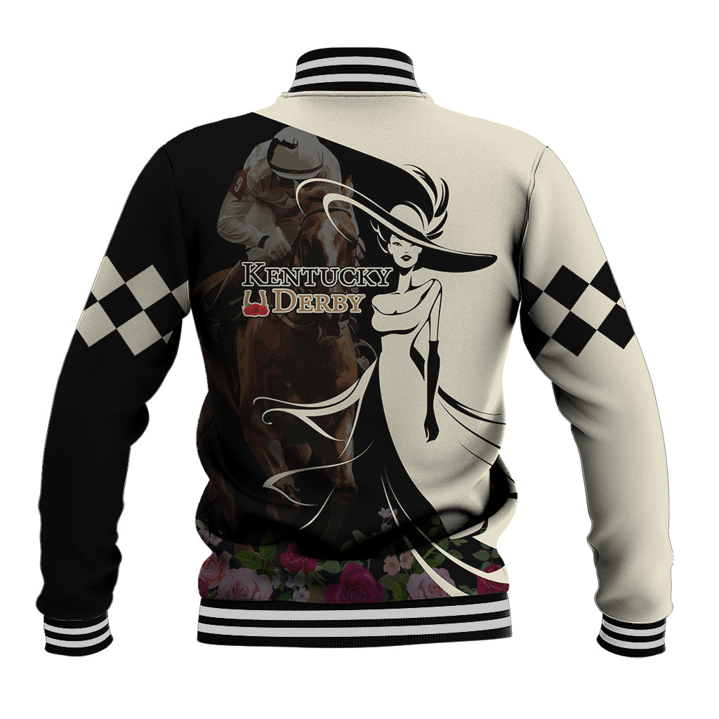 Kentucky Racing Horses Derby Hat Girl Baseball Jacket Black Color - Wonder Print Shop