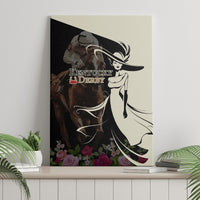 Kentucky Racing Horses Derby Hat Girl Canvas Wall Art Black Color - Wonder Print Shop