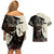 Kentucky Racing Horses Derby Hat Girl Couples Matching Off Shoulder Short Dress and Hawaiian Shirt Black Color - Wonder Print Shop