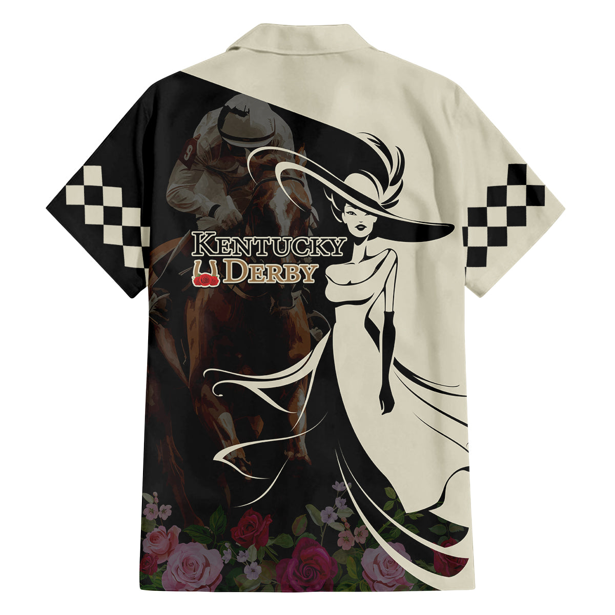 Kentucky Racing Horses Derby Hat Girl Family Matching Long Sleeve Bodycon Dress and Hawaiian Shirt Black Color - Wonder Print Shop