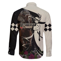 Kentucky Racing Horses Derby Hat Girl Family Matching Long Sleeve Bodycon Dress and Hawaiian Shirt Black Color - Wonder Print Shop