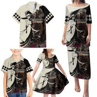 Kentucky Racing Horses Derby Hat Girl Family Matching Puletasi and Hawaiian Shirt Black Color - Wonder Print Shop
