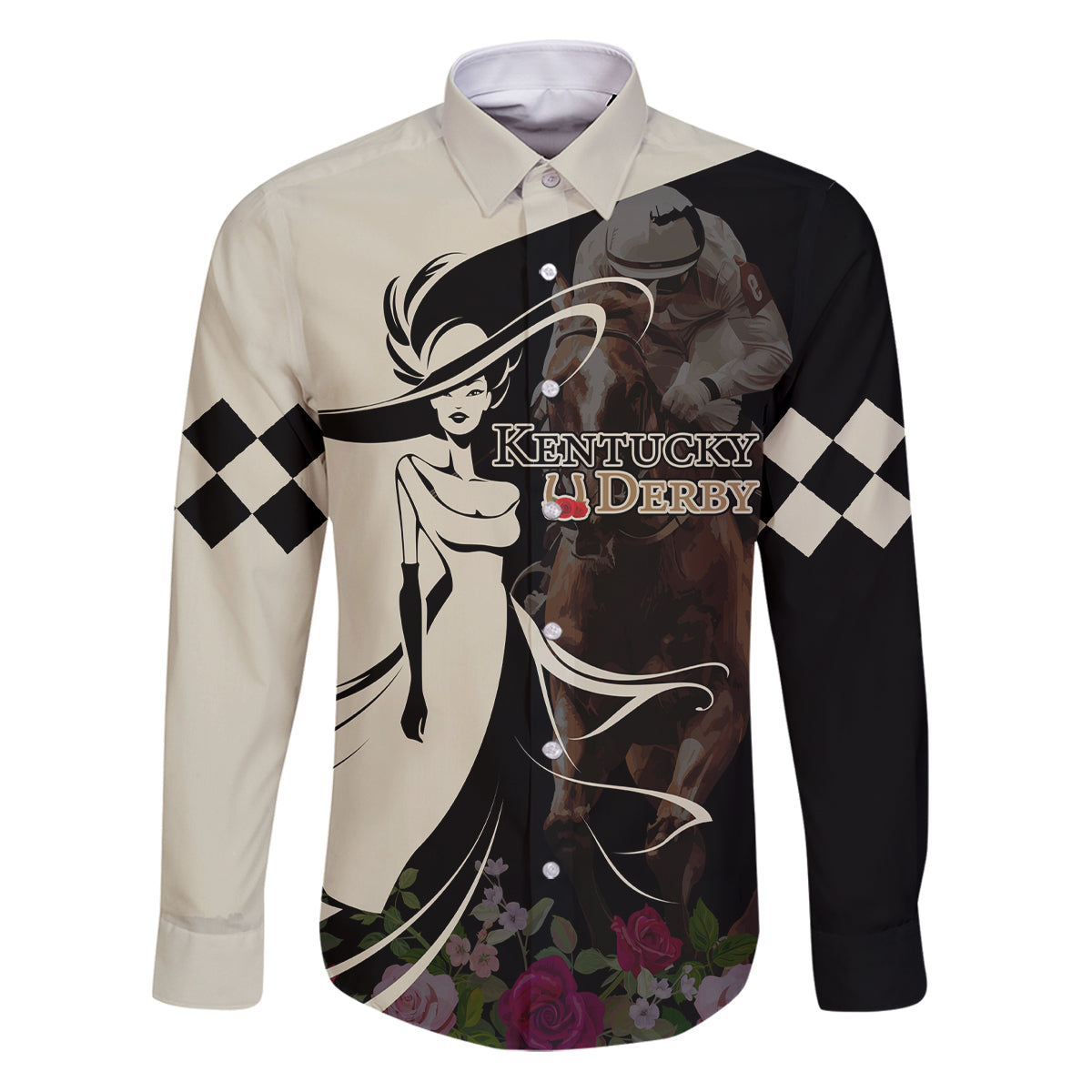 Kentucky Racing Horses Derby Hat Girl Family Matching Puletasi and Hawaiian Shirt Black Color - Wonder Print Shop