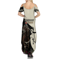 Kentucky Racing Horses Derby Hat Girl Family Matching Summer Maxi Dress and Hawaiian Shirt Black Color - Wonder Print Shop