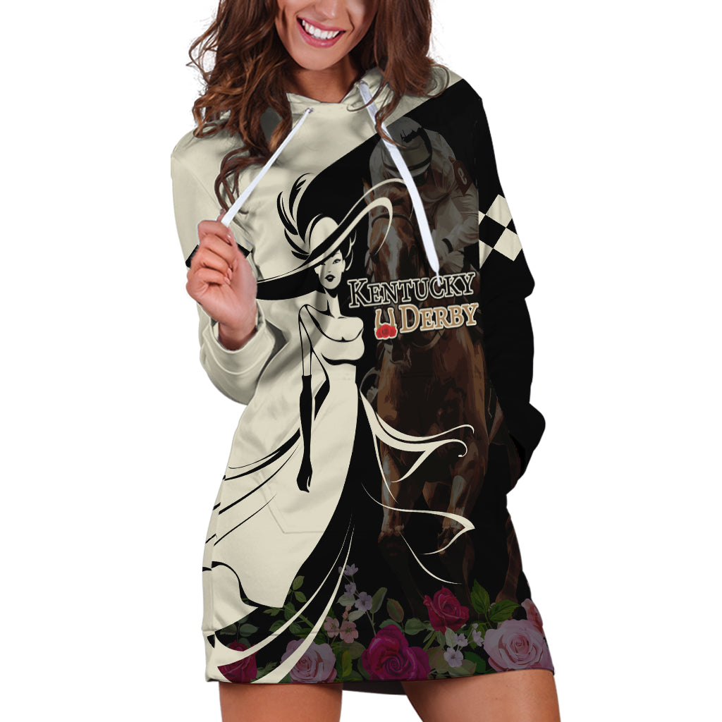 Kentucky Racing Horses Derby Hat Girl Hoodie Dress Black Color - Wonder Print Shop