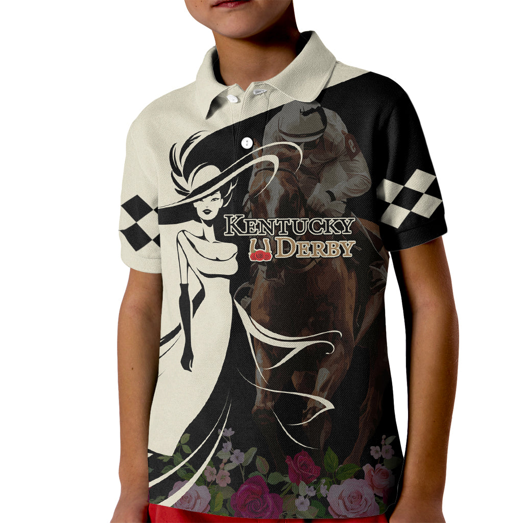 Kentucky Racing Horses Derby Hat Girl Kid Polo Shirt Black Color - Wonder Print Shop