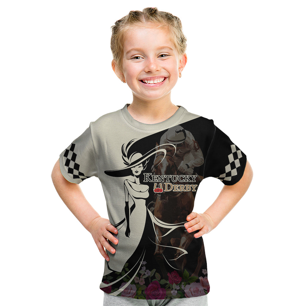 Kentucky Racing Horses Derby Hat Girl Kid T Shirt Black Color - Wonder Print Shop