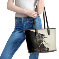Kentucky Racing Horses Derby Hat Girl Leather Tote Bag Black Color - Wonder Print Shop