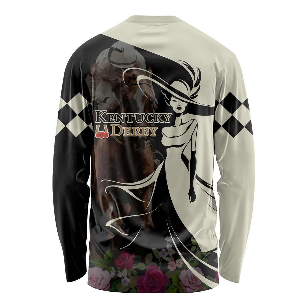 Kentucky Racing Horses Derby Hat Girl Long Sleeve Shirt Black Color - Wonder Print Shop