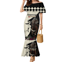 Kentucky Racing Horses Derby Hat Girl Mermaid Dress Black Color - Wonder Print Shop