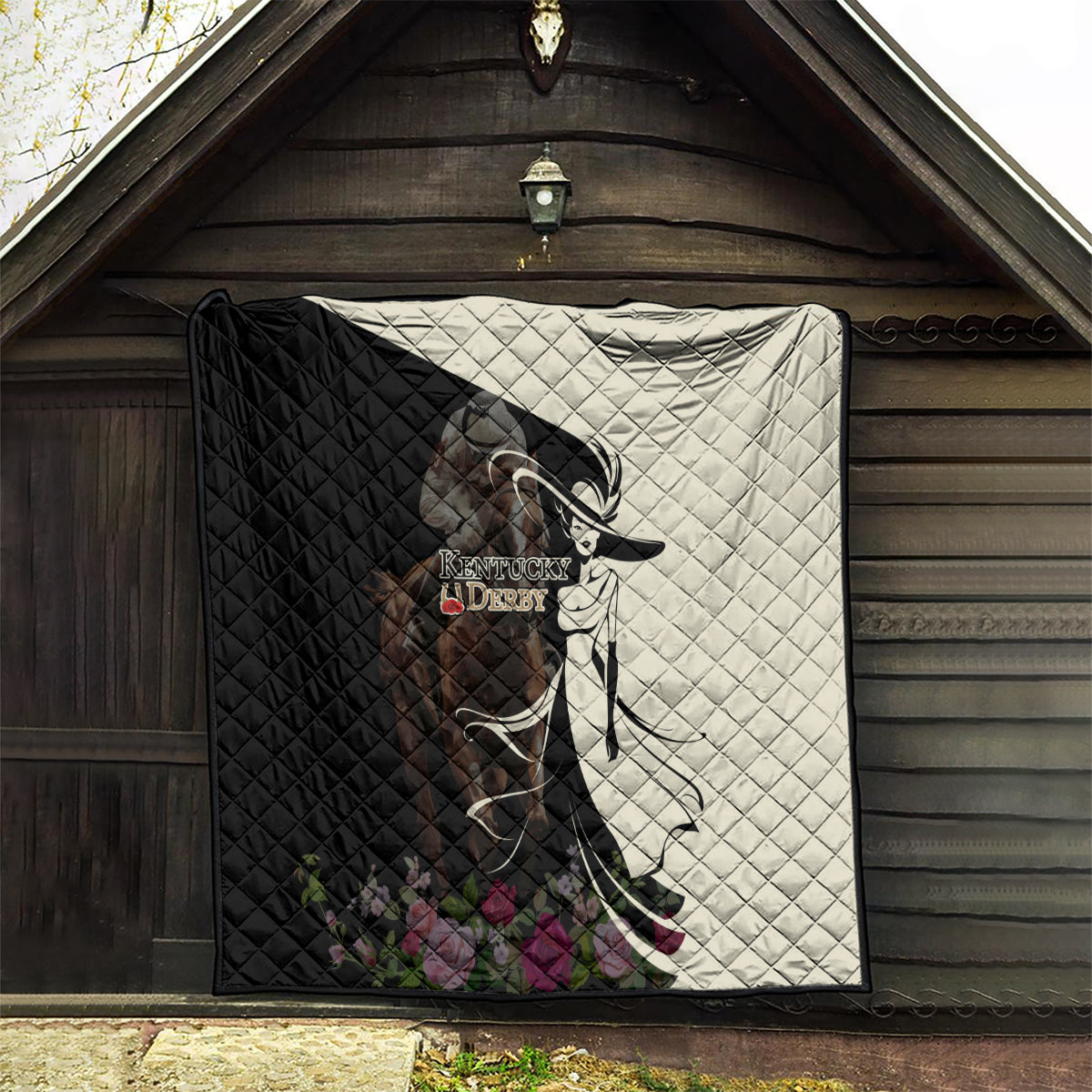 Kentucky Racing Horses Derby Hat Girl Quilt Black Color - Wonder Print Shop