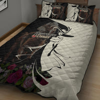 Kentucky Racing Horses Derby Hat Girl Quilt Bed Set Black Color - Wonder Print Shop