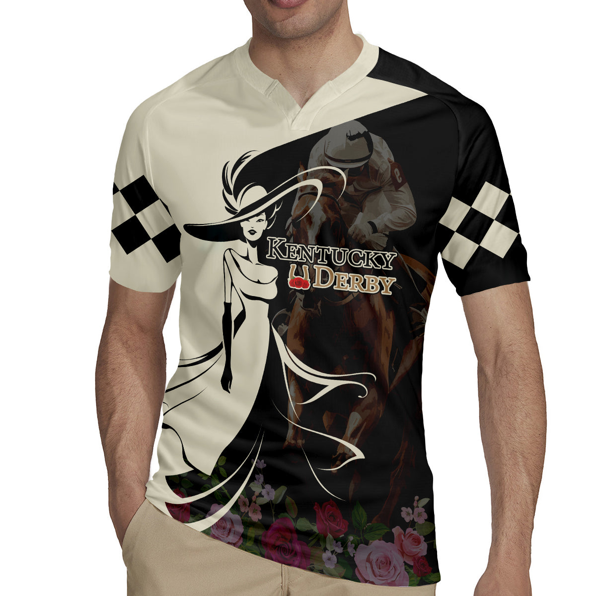 Kentucky Racing Horses Derby Hat Girl Rugby Jersey Black Color - Wonder Print Shop