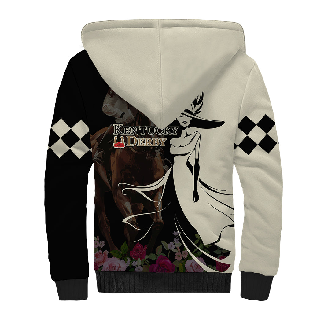 Kentucky Racing Horses Derby Hat Girl Sherpa Hoodie Black Color - Wonder Print Shop
