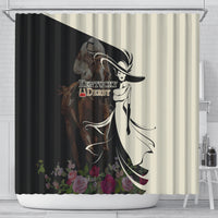 Kentucky Racing Horses Derby Hat Girl Shower Curtain Black Color