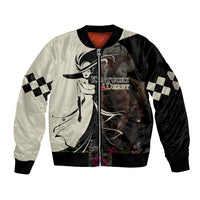 Kentucky Racing Horses Derby Hat Girl Sleeve Zip Bomber Jacket Black Color - Wonder Print Shop