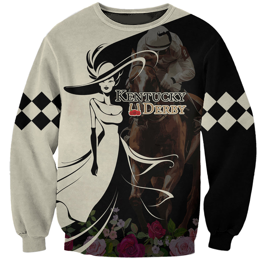Kentucky Racing Horses Derby Hat Girl Sweatshirt Black Color - Wonder Print Shop