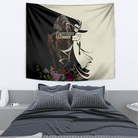 Kentucky Racing Horses Derby Hat Girl Tapestry Black Color - Wonder Print Shop