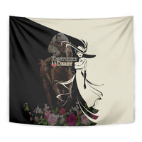 Kentucky Racing Horses Derby Hat Girl Tapestry Black Color - Wonder Print Shop