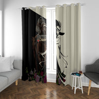 Kentucky Racing Horses Derby Hat Girl Window Curtain Black Color - Wonder Print Shop