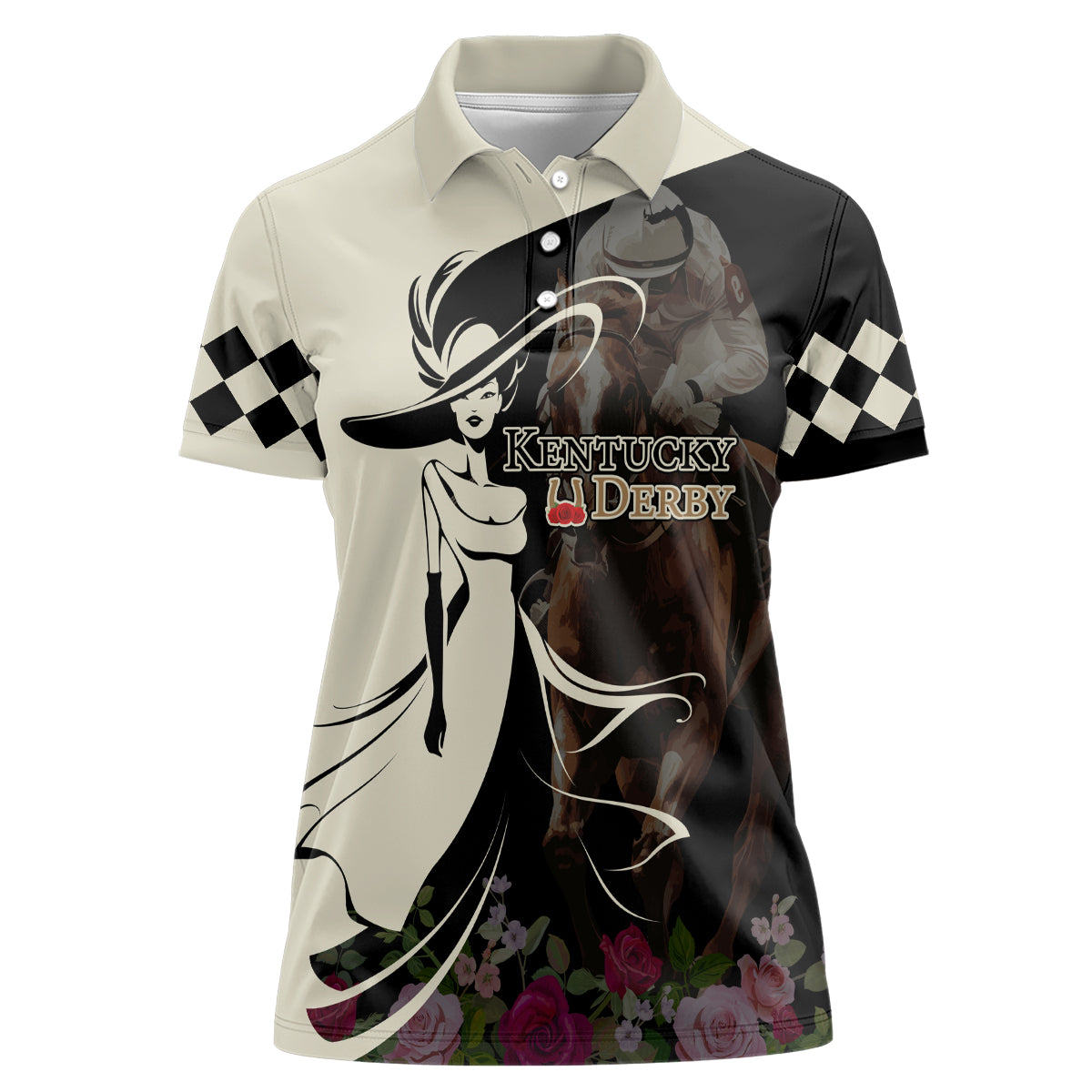 Kentucky Racing Horses Derby Hat Girl Women Polo Shirt Black Color - Wonder Print Shop