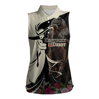 Kentucky Racing Horses Derby Hat Girl Women Sleeveless Polo Shirt Black Color - Wonder Print Shop