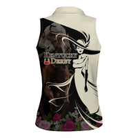Kentucky Racing Horses Derby Hat Girl Women Sleeveless Polo Shirt Black Color - Wonder Print Shop