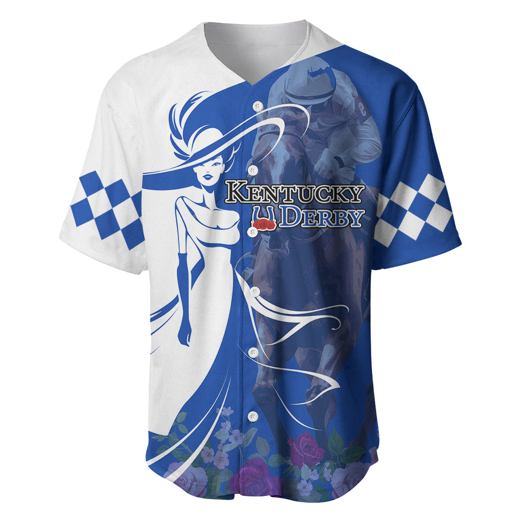 Kentucky Racing Horses Derby Hat Girl Baseball Jersey Blue Color - Wonder Print Shop