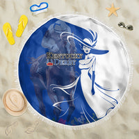 Kentucky Racing Horses Derby Hat Girl Beach Blanket Blue Color - Wonder Print Shop