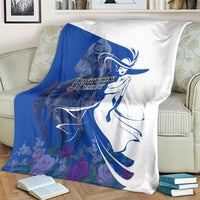 Kentucky Racing Horses Derby Hat Girl Blanket Blue Color