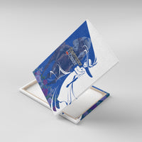 Kentucky Racing Horses Derby Hat Girl Canvas Wall Art Blue Color - Wonder Print Shop
