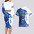 Kentucky Racing Horses Derby Hat Girl Couples Matching Long Sleeve Bodycon Dress and Hawaiian Shirt Blue Color - Wonder Print Shop