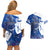 Kentucky Racing Horses Derby Hat Girl Couples Matching Off Shoulder Short Dress and Hawaiian Shirt Blue Color - Wonder Print Shop