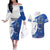 Kentucky Racing Horses Derby Hat Girl Couples Matching Off The Shoulder Long Sleeve Dress and Hawaiian Shirt Blue Color - Wonder Print Shop
