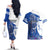 Kentucky Racing Horses Derby Hat Girl Couples Matching Off The Shoulder Long Sleeve Dress and Hawaiian Shirt Blue Color - Wonder Print Shop