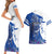 Kentucky Racing Horses Derby Hat Girl Couples Matching Short Sleeve Bodycon Dress and Hawaiian Shirt Blue Color - Wonder Print Shop