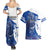Kentucky Racing Horses Derby Hat Girl Couples Matching Summer Maxi Dress and Hawaiian Shirt Blue Color - Wonder Print Shop