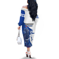 Kentucky Racing Horses Derby Hat Girl Family Matching Off The Shoulder Long Sleeve Dress and Hawaiian Shirt Blue Color - Wonder Print Shop