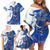 Kentucky Racing Horses Derby Hat Girl Family Matching Off Shoulder Short Dress and Hawaiian Shirt Blue Color - Wonder Print Shop